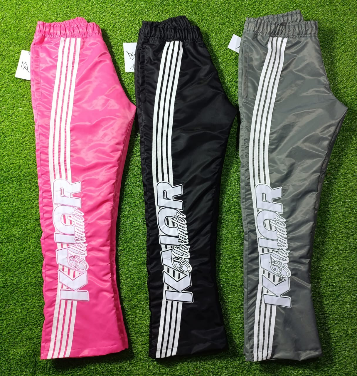 Grey Signature Nylon Pants